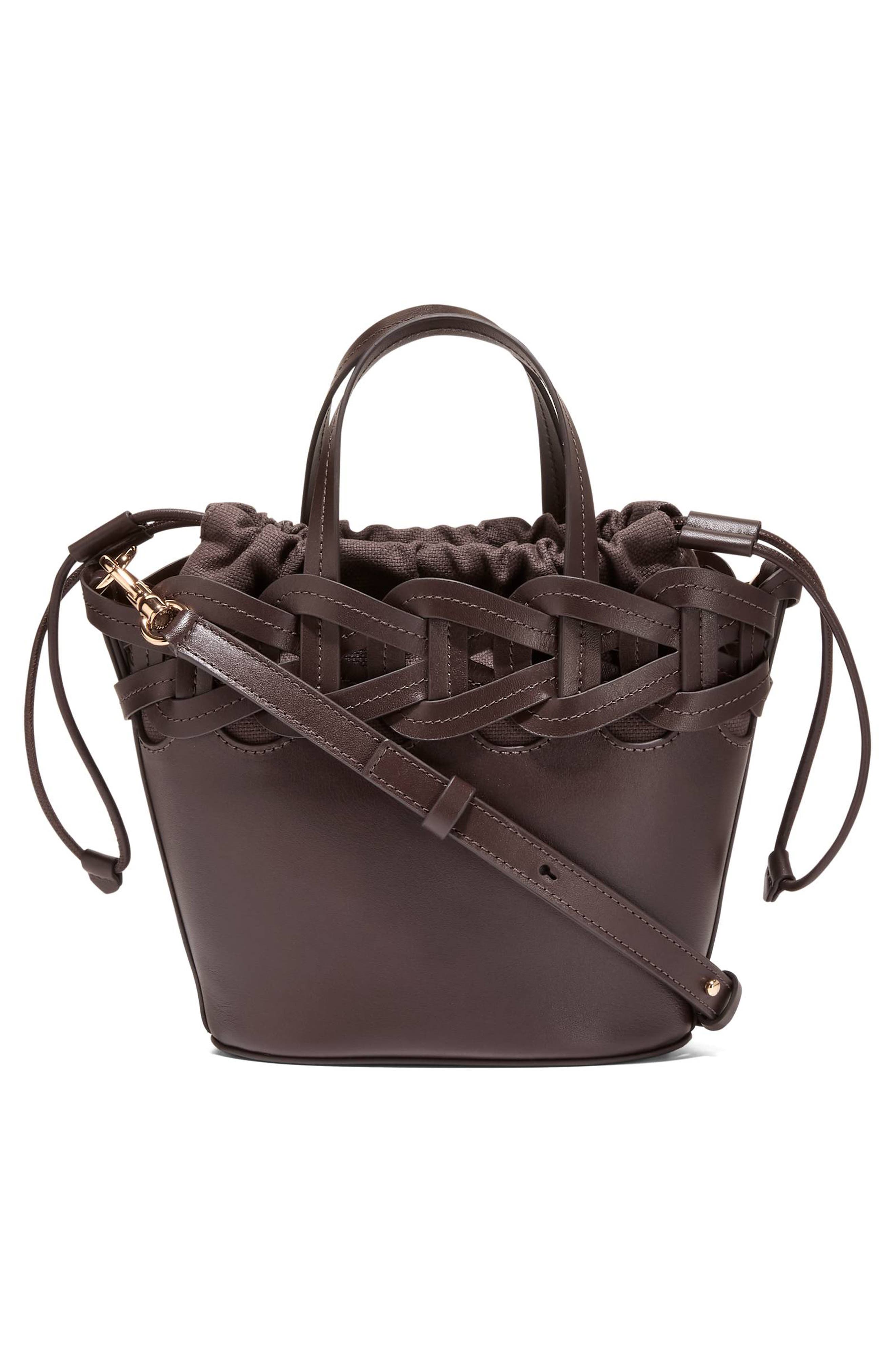 Juliette Small Leather Tote Crossbody, Alternate, color, MADEIRA BROWN
