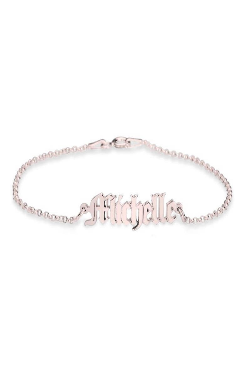 Personalized Nameplate Pendant Bracelet, Main, color, ROSE GOLD PLATED