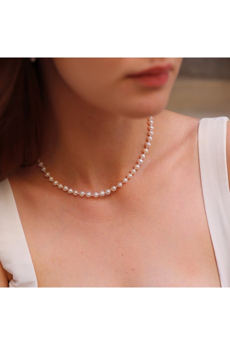 Small Natural Freshwater Real Pearl Strand Necklace, Alternate, color, Silver