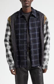 AMIRI Spliced MA Quad Flannel Button-Up Shirt