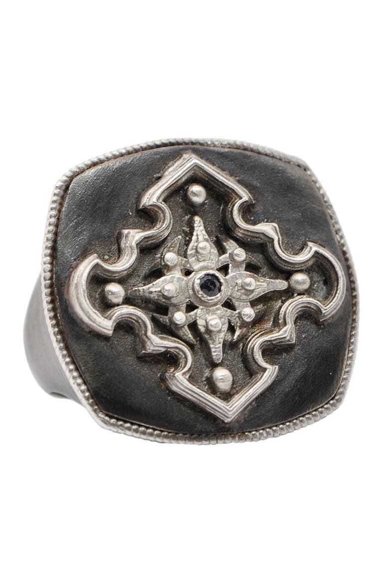 Men's Romero Cross Signet Ring, Main, color, SILVER