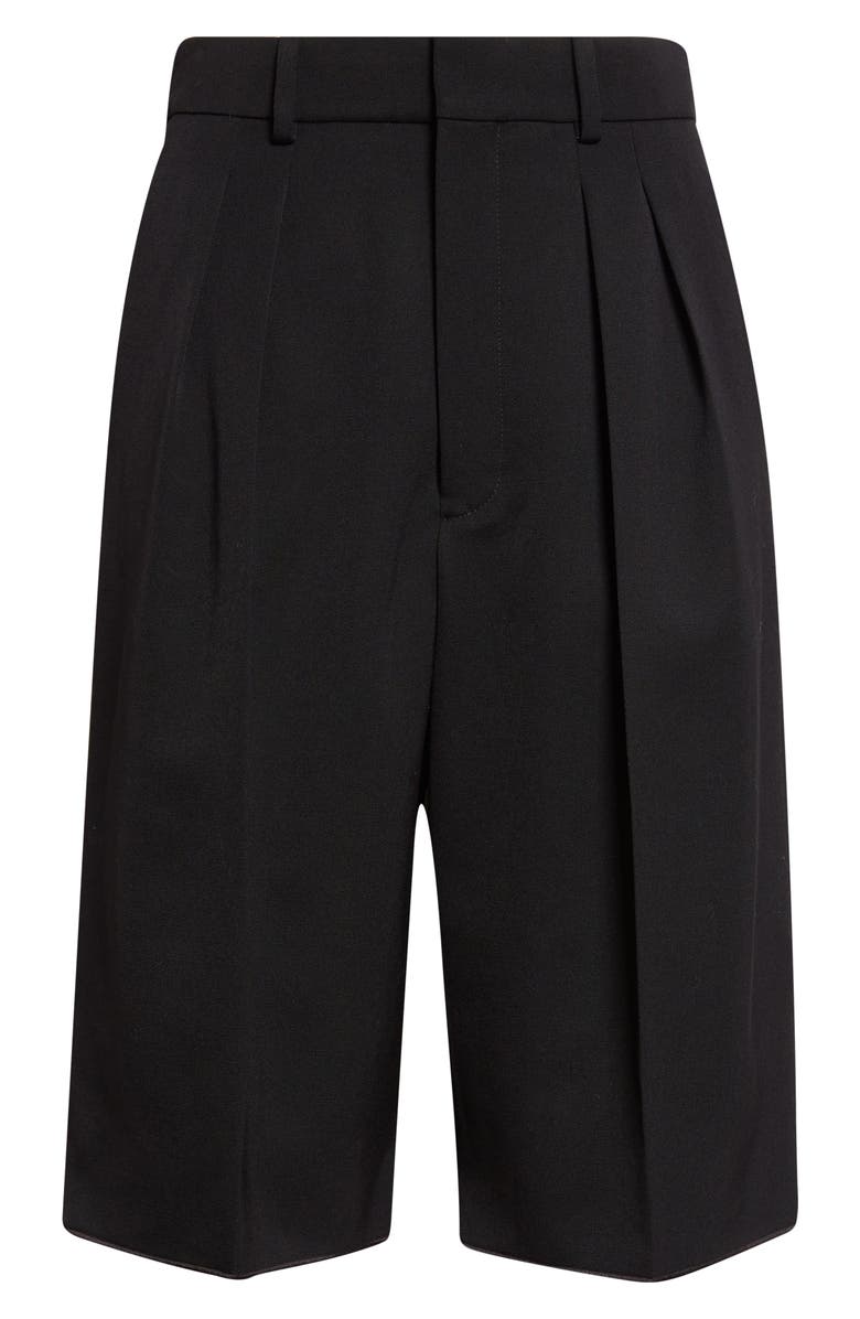 Saint Laurent High Waist Wool Bermuda Shorts, Main, color, Noir