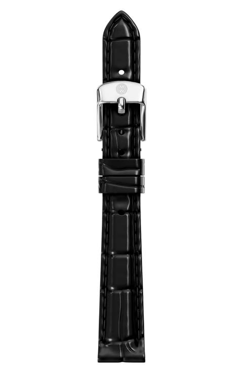 Croc Embossed Leather Watchband, 12mm