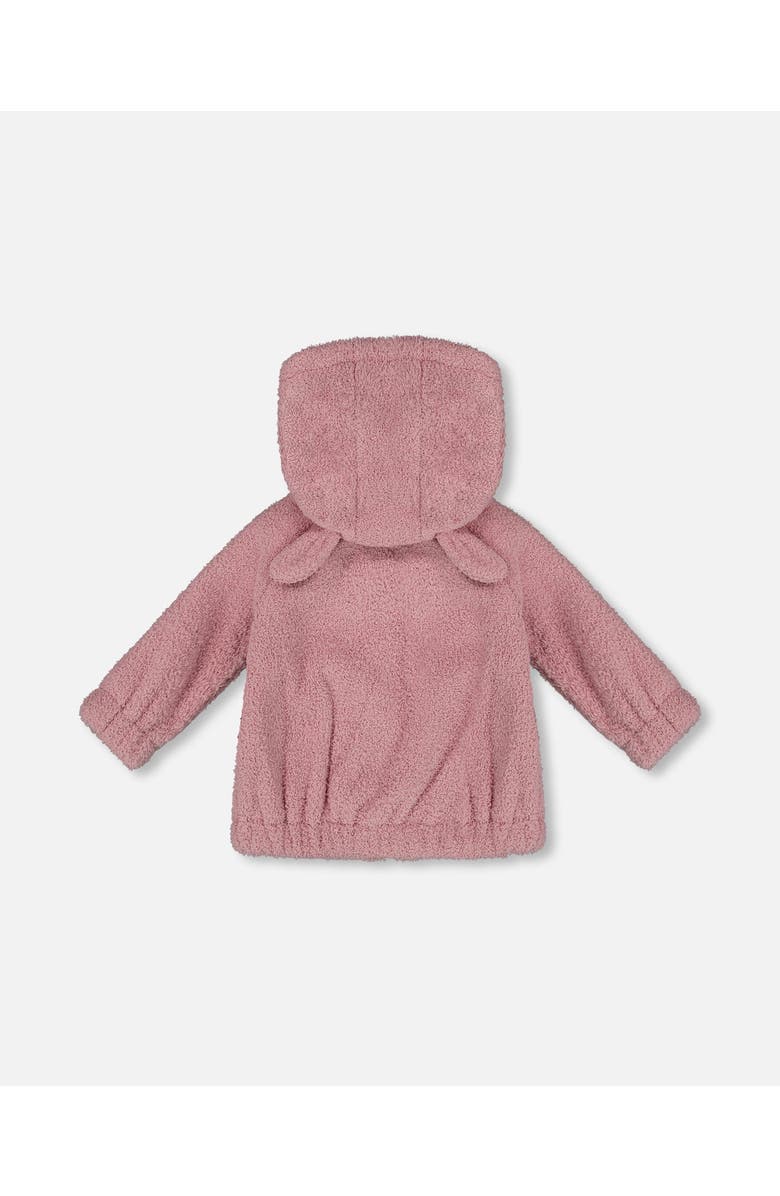 Deux par Deux Hooded Full Zip Cat Plush Jacket, Alternate, color, Dusty Pink