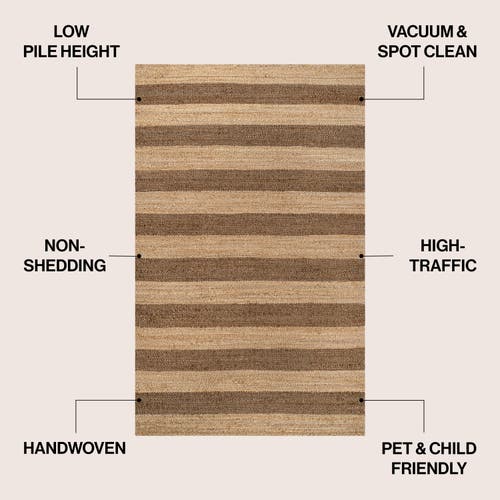 Jonathan Y Jayden Rustic Farmhouse Woven Jute Stripe Area Rug In Brown