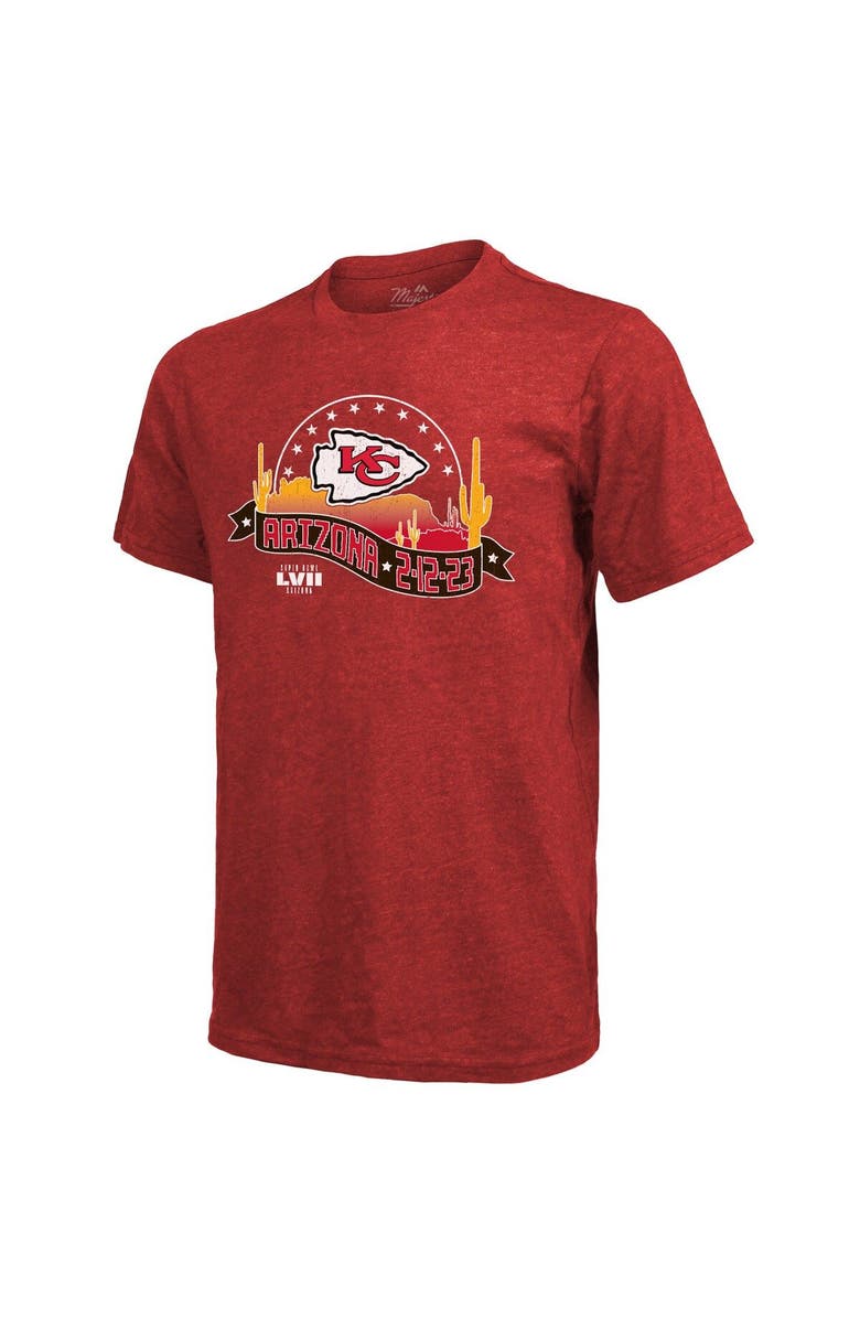 Majestic Threads Men's Majestic Threads Red Kansas City Chiefs Super Bowl LVII Tri-Blend Desert T-Shirt, Alternate, color, 