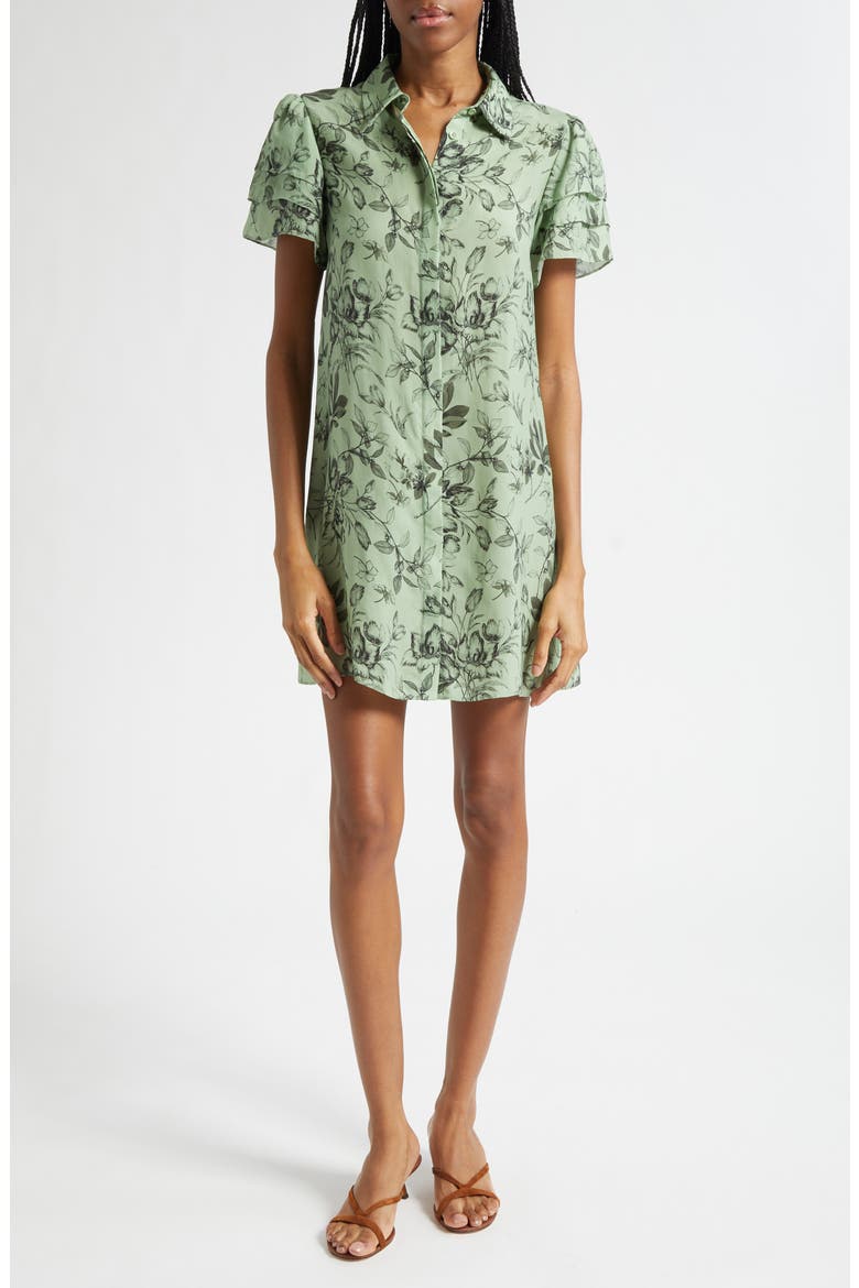 Jem Floral Short Sleeve Shirtdress, Main, color, MYSTIC GARDEN SAGE