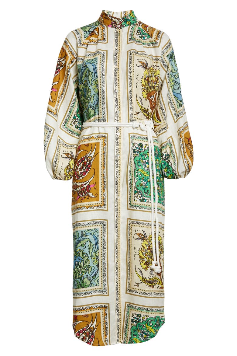 Delphine Long Sleeve Linen Shirtdress, Alternate, color, MULTI