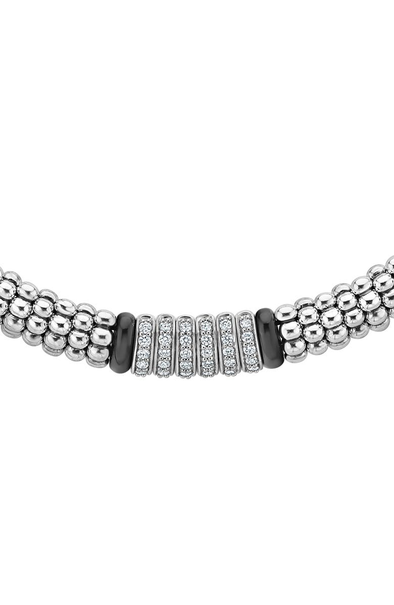 LAGOS Black Caviar Diamond Station Collar Necklace, Alternate, color, 