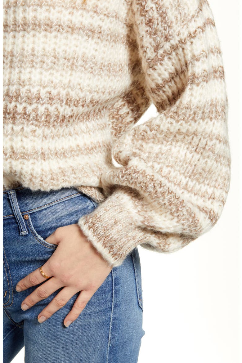 Leya Stripe Crewneck Sweater, Alternate, color, BIRCH