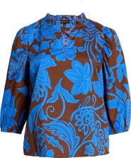 SUGARLIPS Ofelia Floral Kiley Split Neck Top