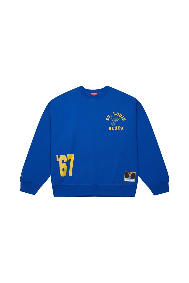 Women's Mitchell & Ness Blue St. Louis Blues Vintage Crewneck Sweatshirt, Alternate, color, Blue