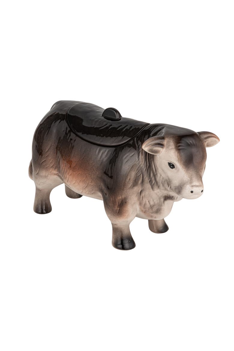 Vintage Ceramic Cow Shaped Cookie Jar, Main, color, Brown
