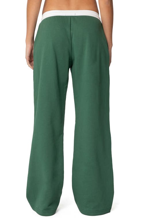 Edikted Brookie Wide Leg Cotton Sweatpants In Green