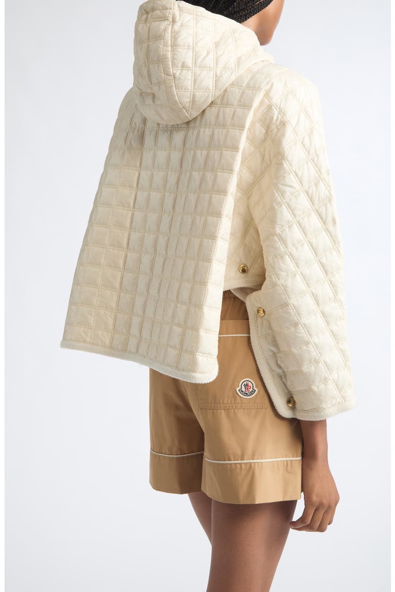 Boxy Quilted Nylon Cape Coat, Alternate, color, BEIGE