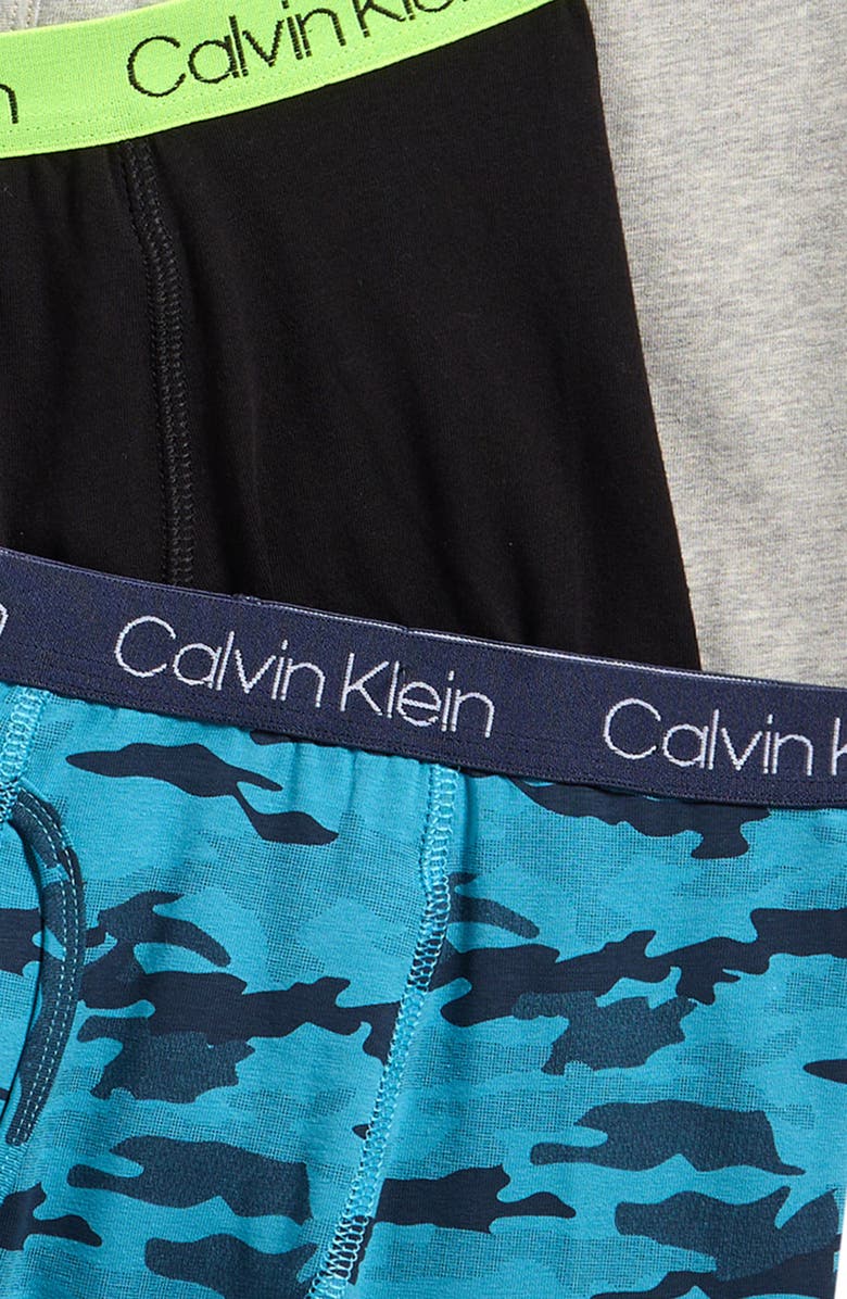Calvin Klein Kids' 6-Pack Assorted Stretch Cotton Boxer Briefs, Alternate, color, Blue Camo