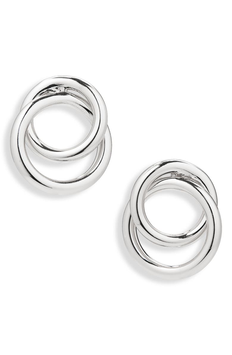 Sterling Forever Arnaude Interlocking Circle Stud Earrings, Main, color, Silver