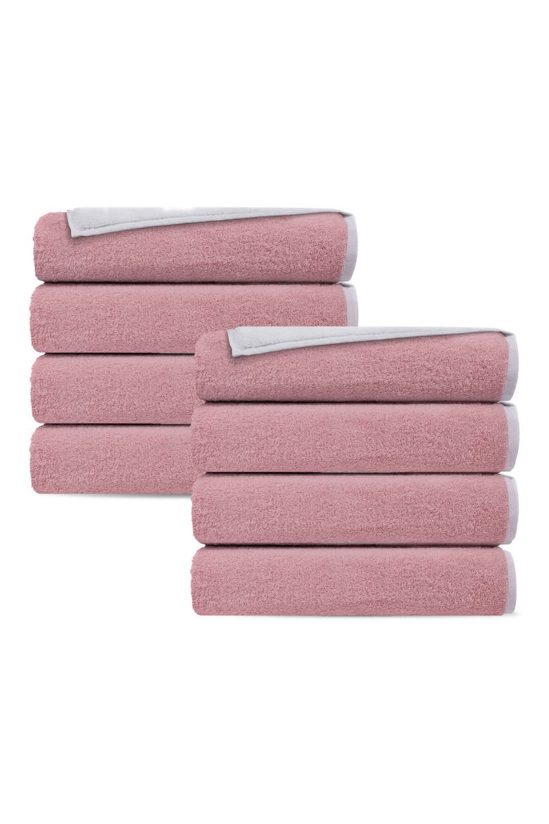 Double Face 8-Piece Turkish Cotton Hand Towels, Main, color, WHITE/ BLUSH