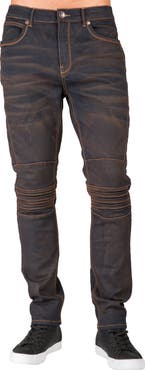 LEVEL 7 Slim Tapered Fit Moto Jeans