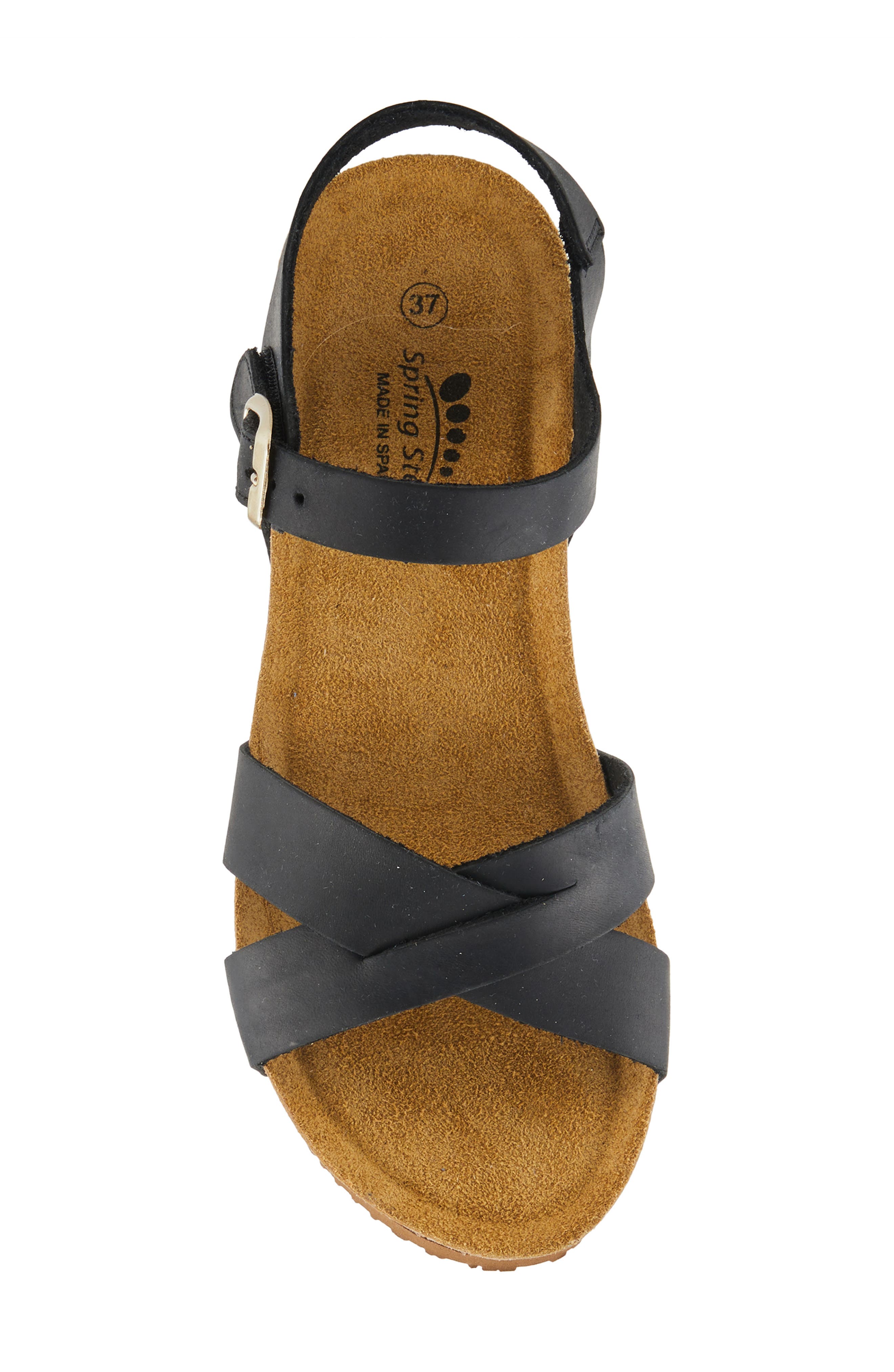 Spring Step Burton Ankle Strap Platform Wedge Sandal, Alternate, color, Black