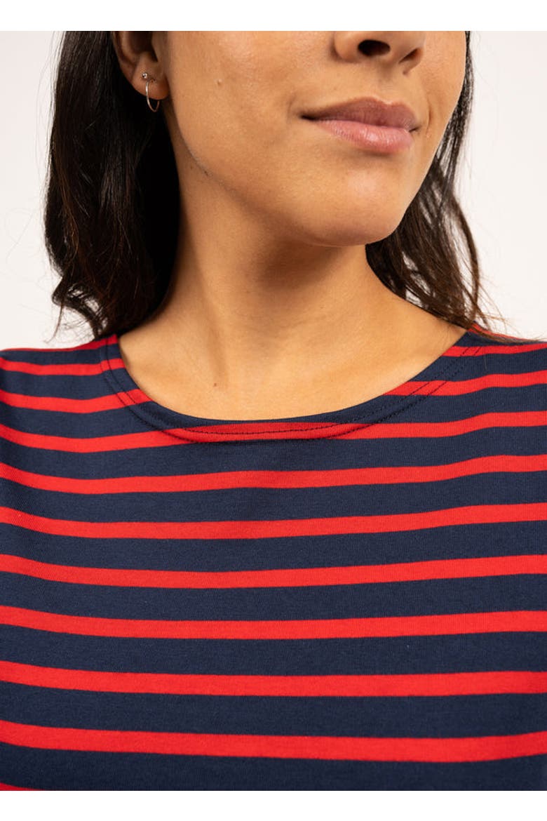 GALATHEE II - ¾ Sleeve Breton Striped Top, Alternate, color, navy/red