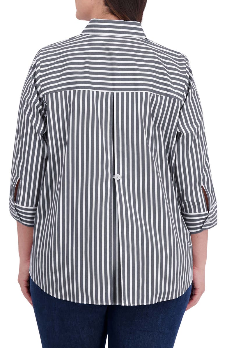 Foxcroft Kelly Stripe Cotton Blend Button-Up Shirt, Alternate, color, 