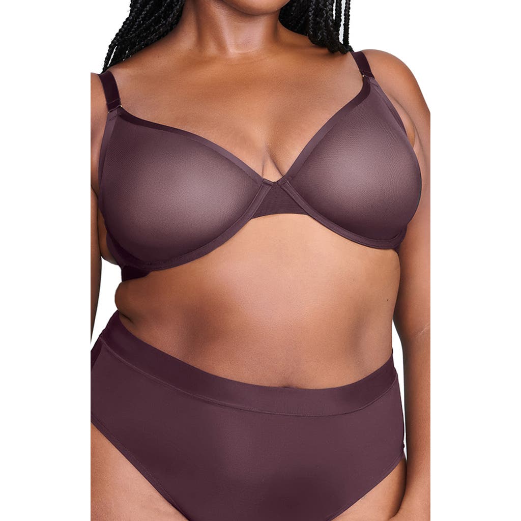 Cuup The Plunge Underwire Sheer Mesh Bra In Cosmos