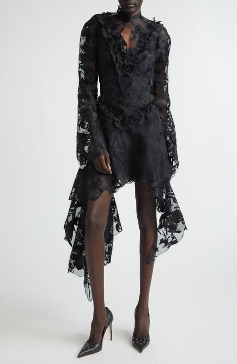 Long Sleeve Devoré Dress