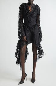 McQueen Long Sleeve Devoré Dress