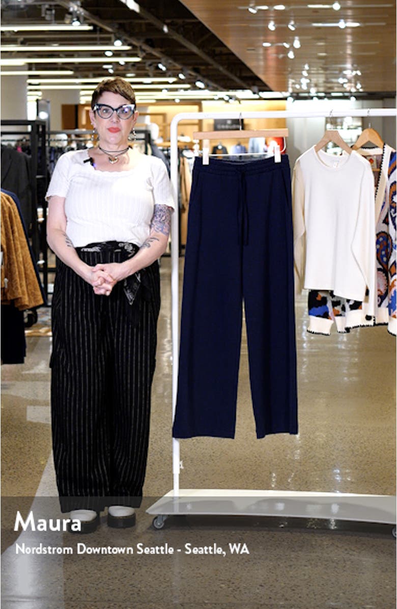 Drawstring Cotton Blend Pique Wide Leg Pants, sales video thumbnail