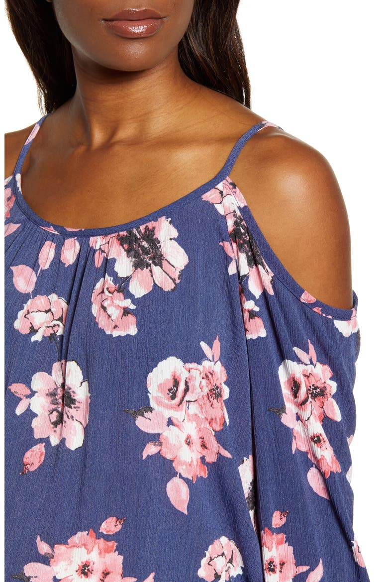 Floral Cold Shoulder Maternity Top, Alternate, color, NAVY BLOOMS