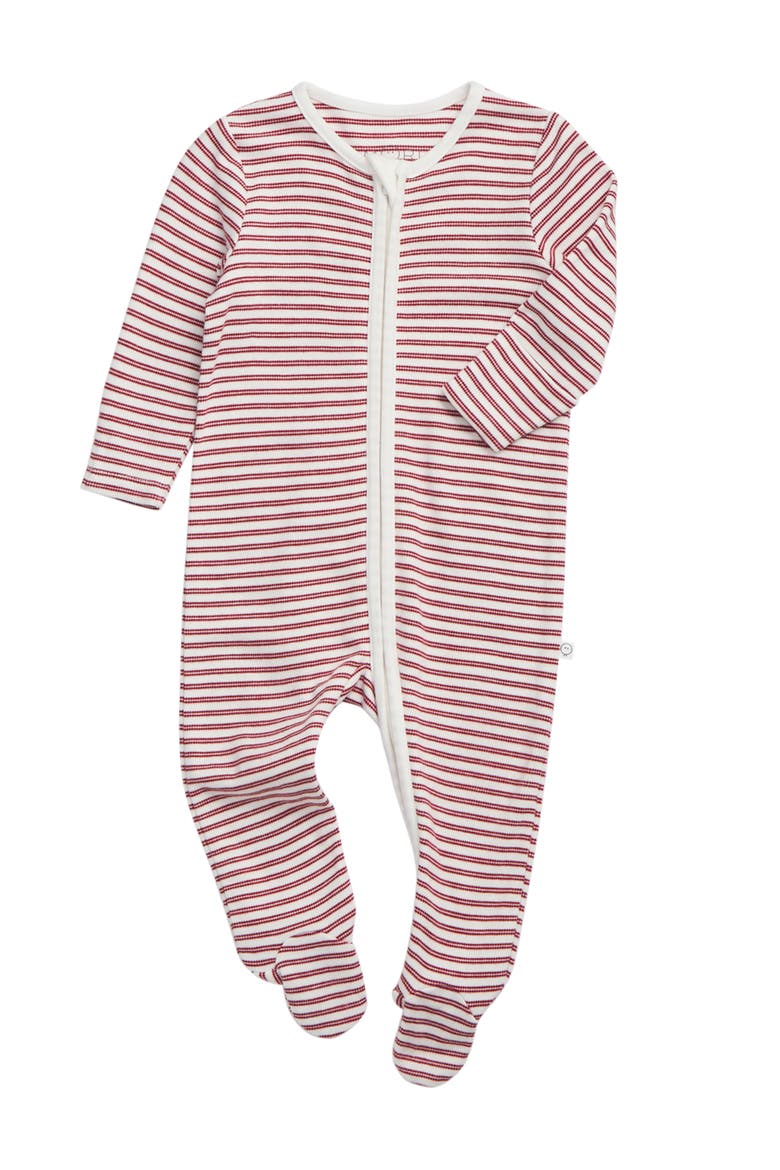 Stripe Two Way Zip-Up Sleepsuit, Main, color, Red Stripe