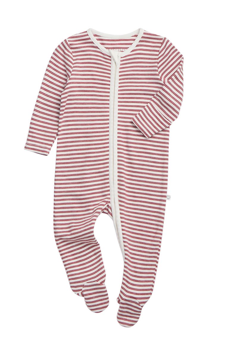 MORI Stripe Two Way Zip-Up Sleepsuit, Main, color, Red Stripe