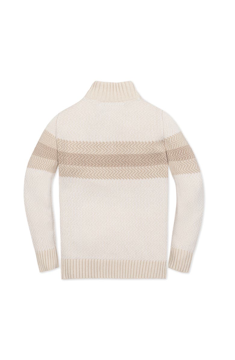 Hope & Henry Kids' Organic Long Sleeve Half Zip Sweater with Engineered Stripe, Alternate, color, Natural Chevron Chest Stripe