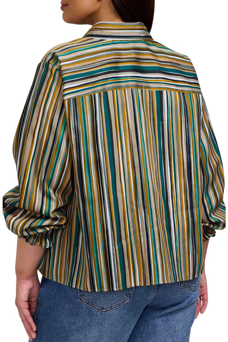 Vivienne Stripe Cotton Poplin Button-Up Shirt, Alternate, color, WHITE/ GREEN MULTI