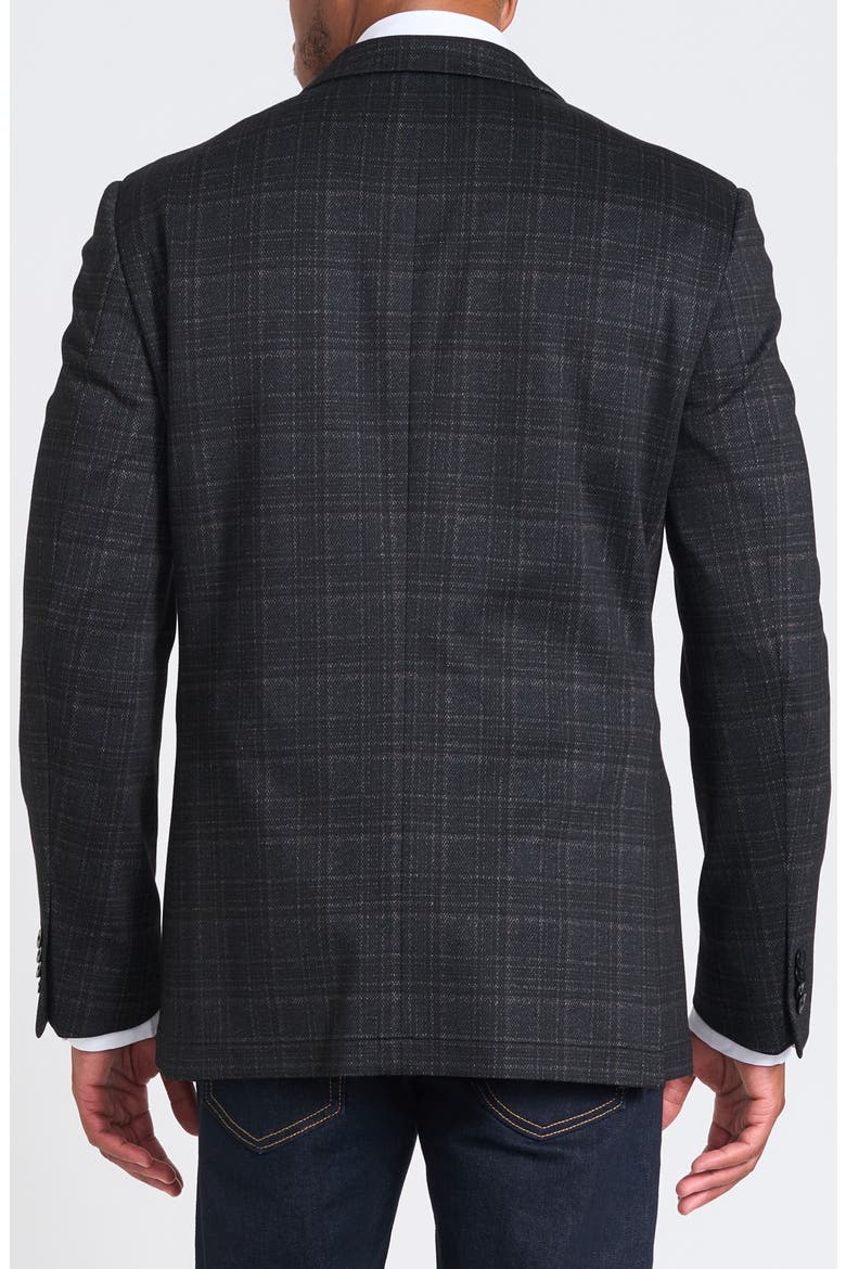 Midnight Shadow Plaid Knit Blazer, Alternate, color, NAVY