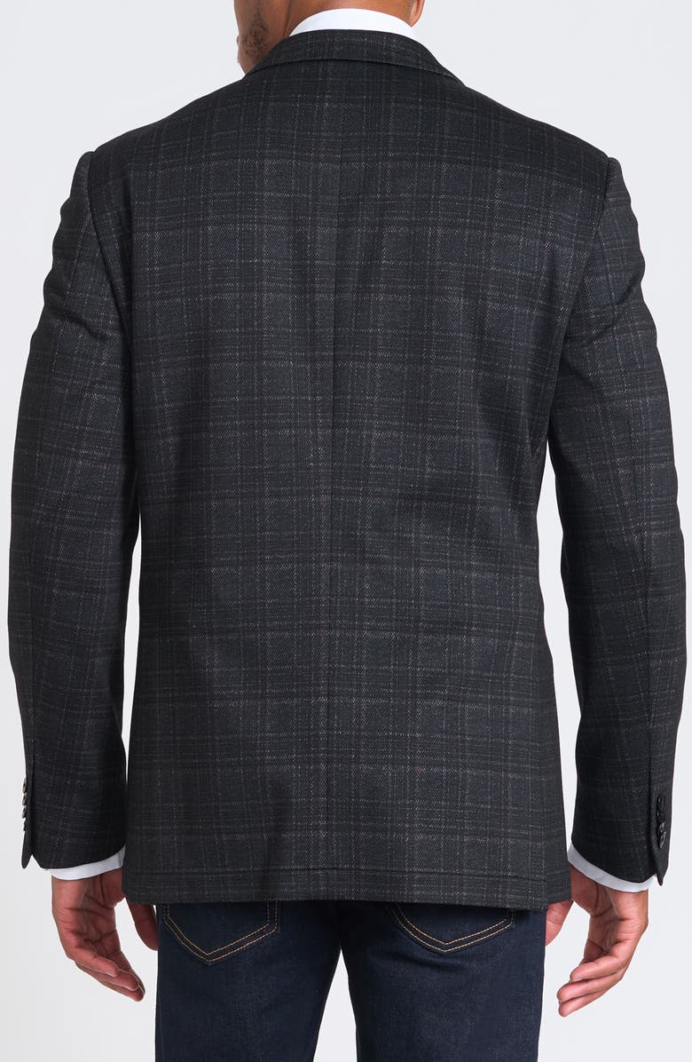SAVILE ROW CO Midnight Shadow Plaid Knit Blazer, Alternate, color, Navy