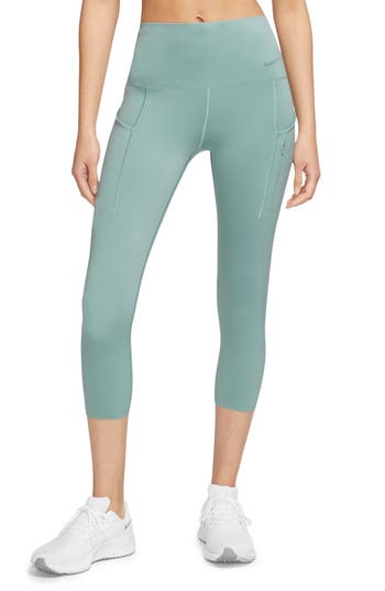 Nike Dri-fit Go Rush Crop Leggings In Mineral/black