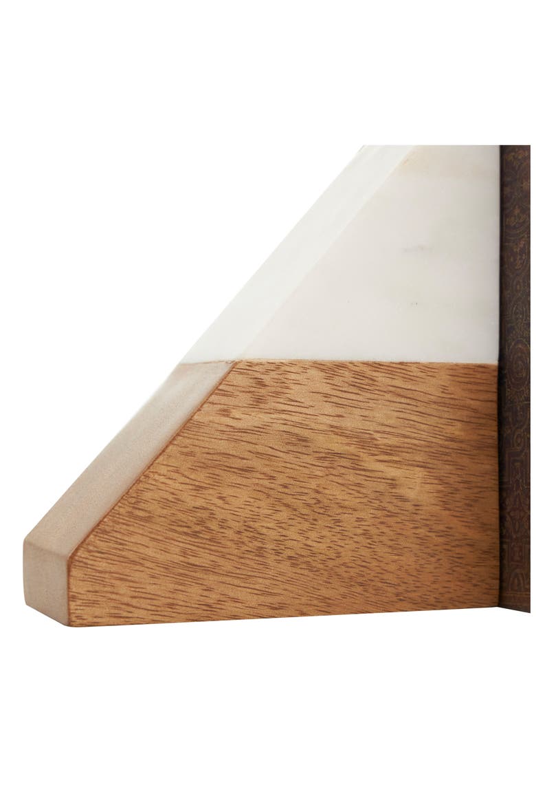 Marble & Wood Bookends, Alternate, color, BROWN