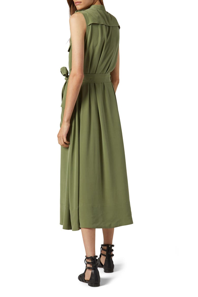 Illumina Sleeveless Silk Dress, Alternate, color, OLIVE GREEN
