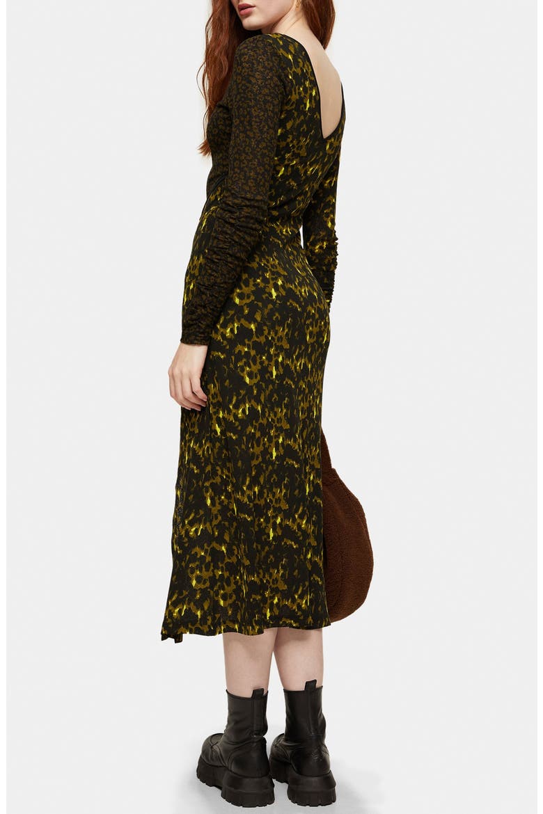 Mix & Match Long Sleeve Jersey Midi Dress, Alternate, color, BLACK MULTI