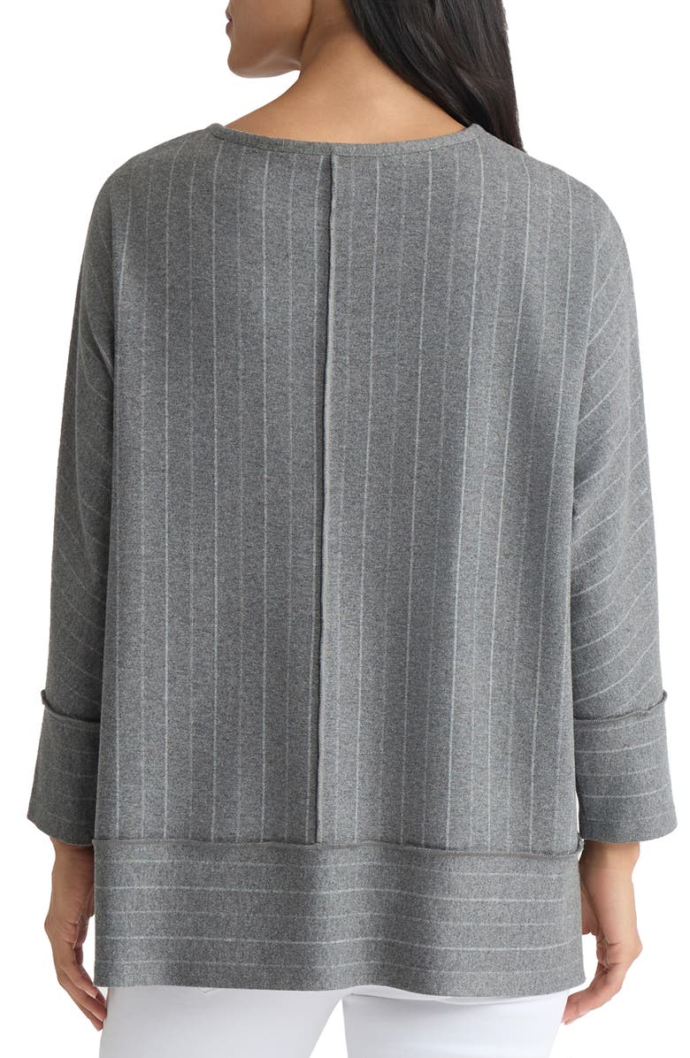 Jones New York Dolman Sleeve Knit Top, Alternate, color, Med Heather Grey/ Jones White