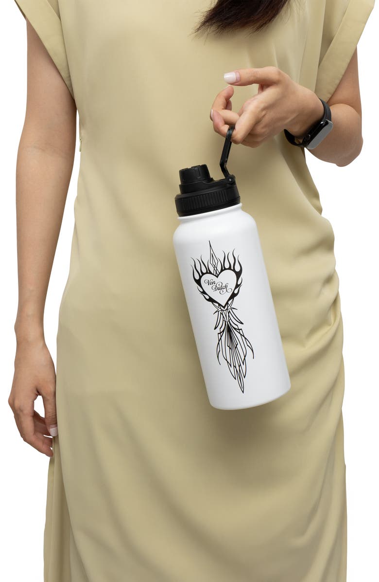 Von Dutch 32oz Hydration Double Walled Insulated Stainless Steel Bottle, Alternate, color, Von Heart