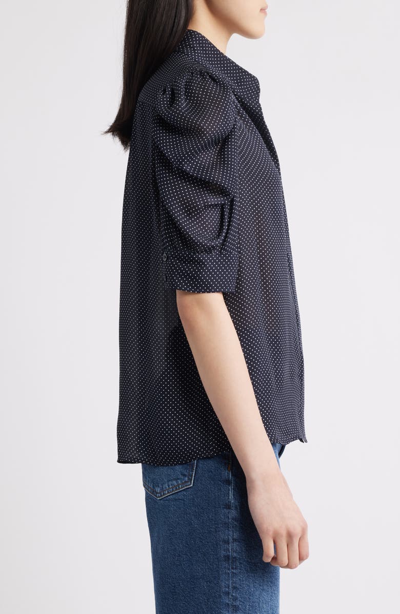 FRAME The Gillian Puff Sleeve Silk Blouse, Alternate, color, Navy Multi