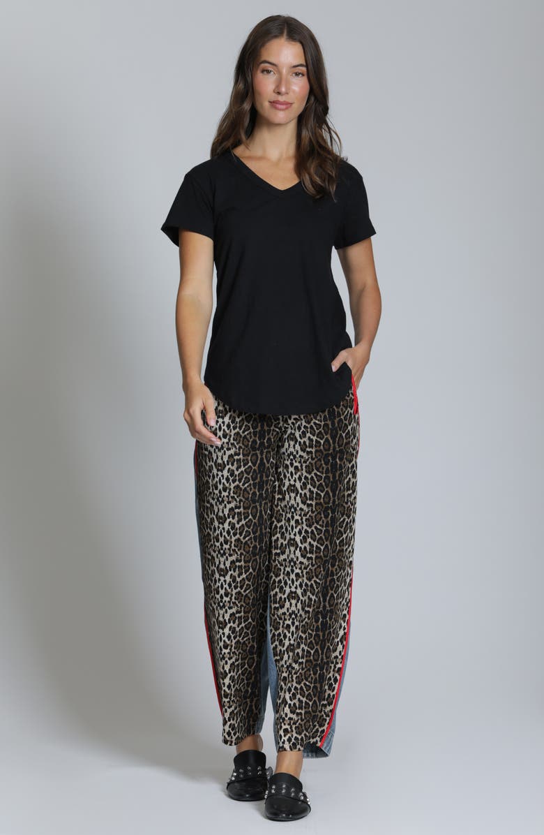 APNY Mixed Media Barrel Leg Pants, Alternate, color, Animal Print