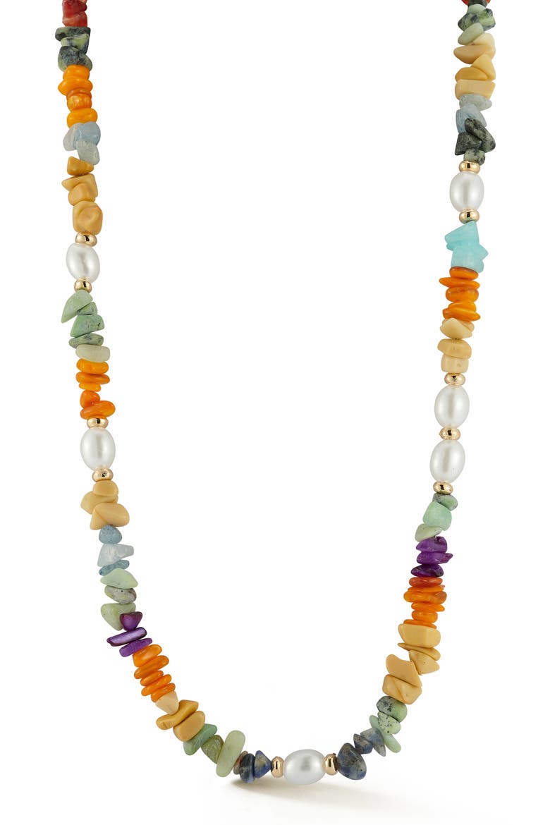Multicolor Beaded Necklace, Main, color, GOLD