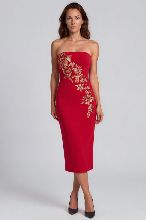 Strapless Crepe Cocktail Dress