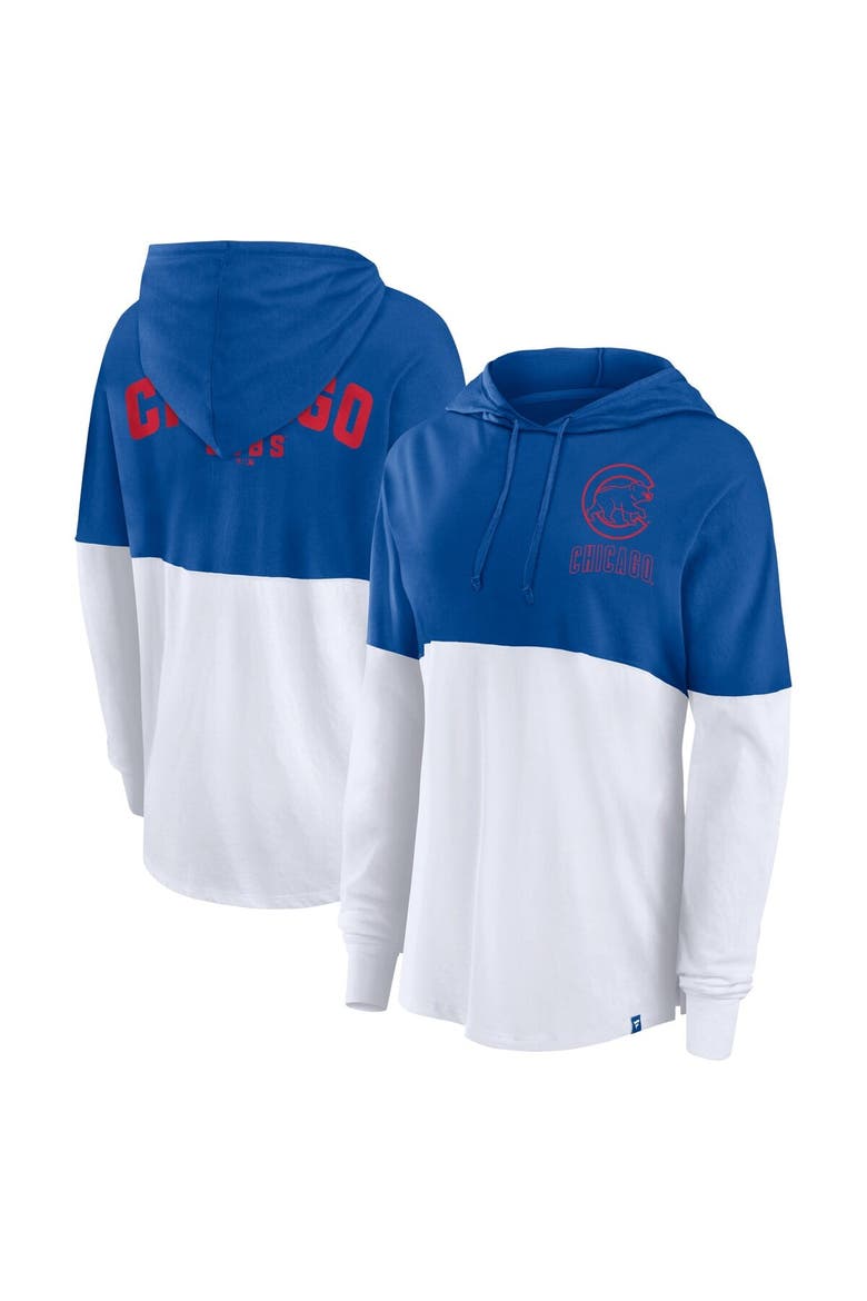 Women's Fanatics Royal/White Chicago Cubs Backup Option Pullover Hoodie, Main, color, Royal
