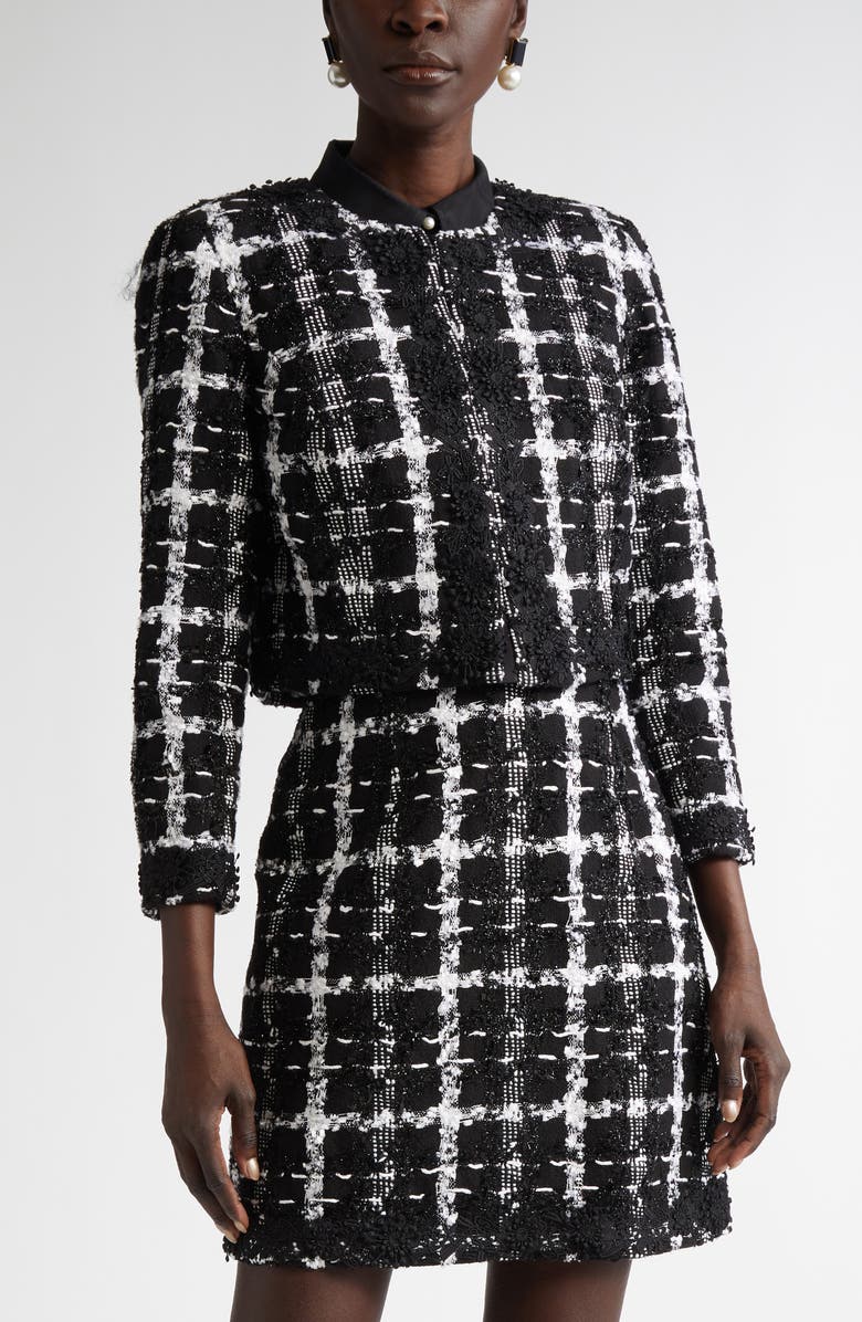 Carolina Herrera Metallic Tweed Crop Jacket, Main, color,