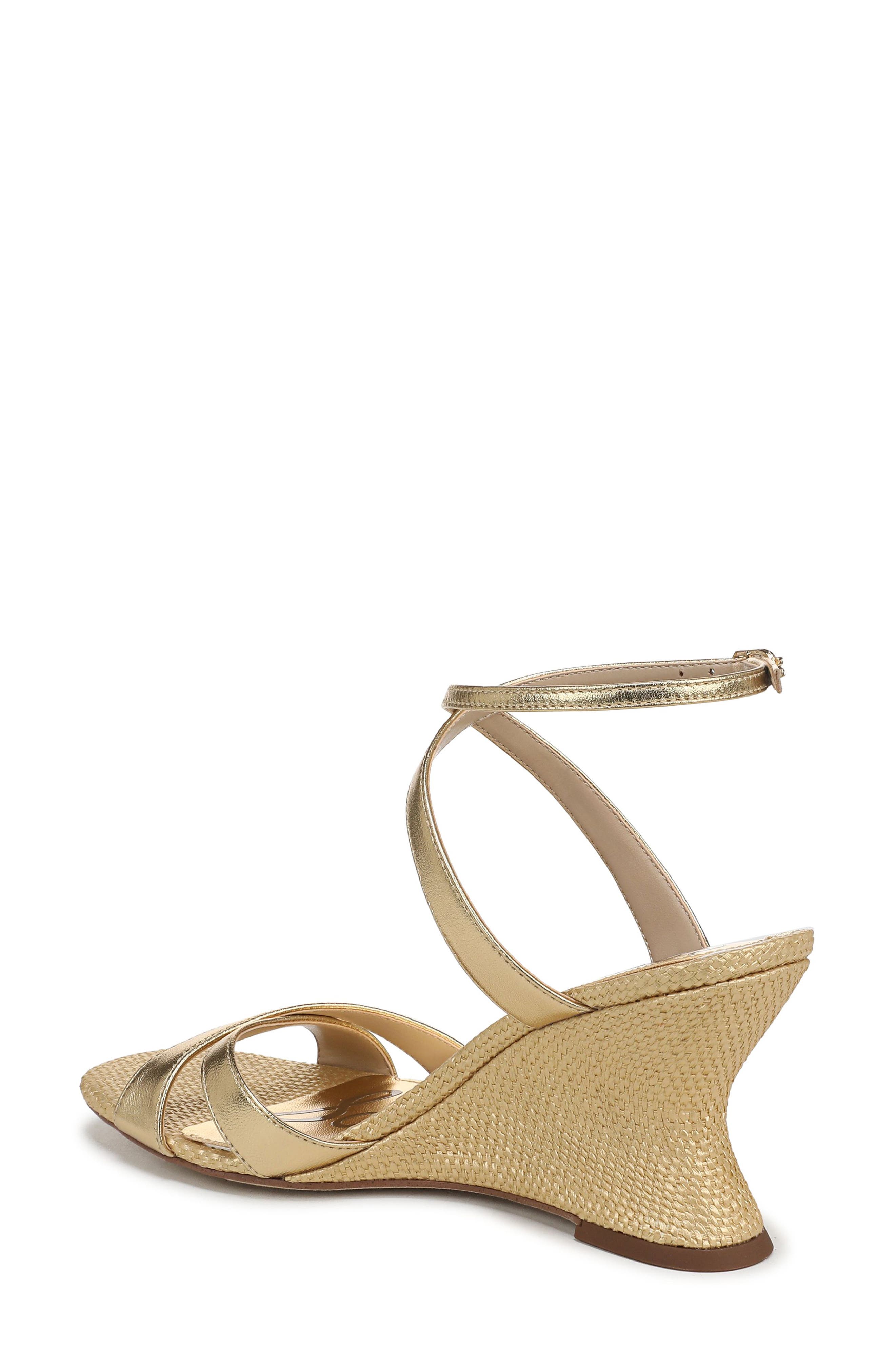 Davi Ankle Strap Wedge Sandal, Alternate, color, AMBER GOLD